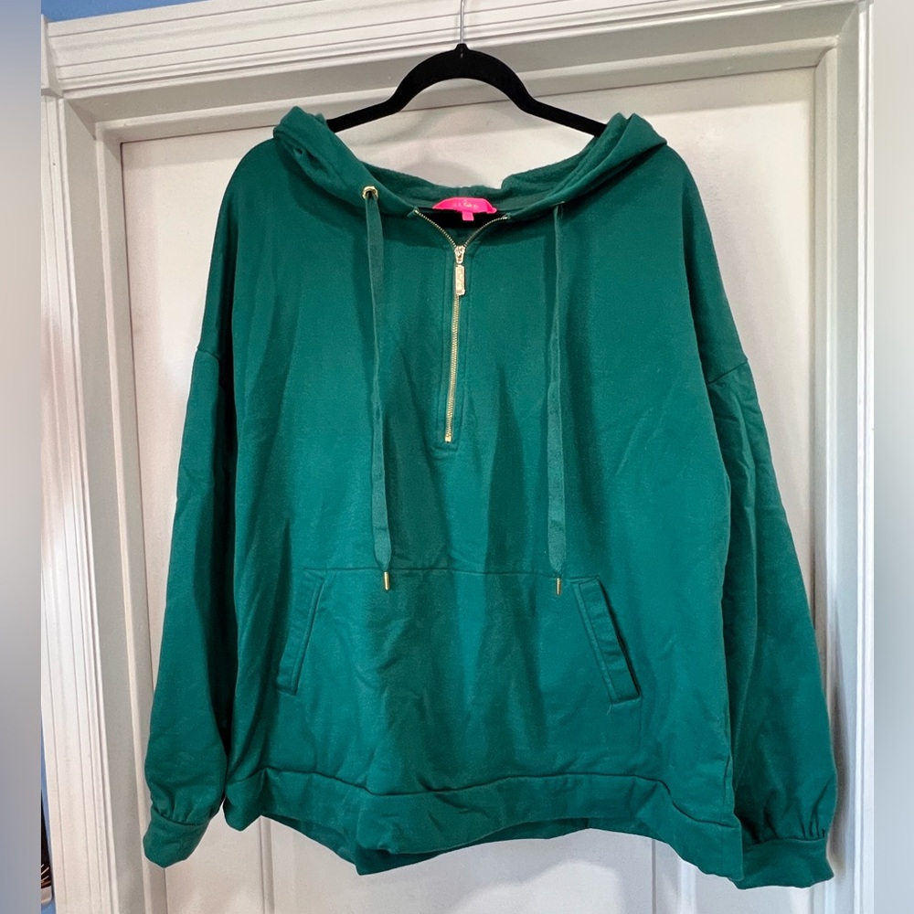 Lilly Pulitzer Suri Hoodie Women's Half Zip Green XXL